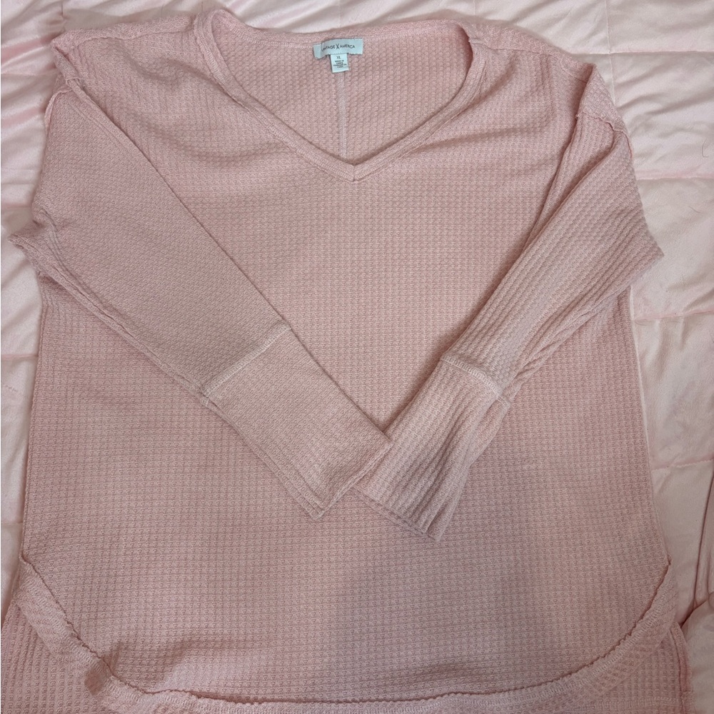 Vintage America Soft Pink Textured Top